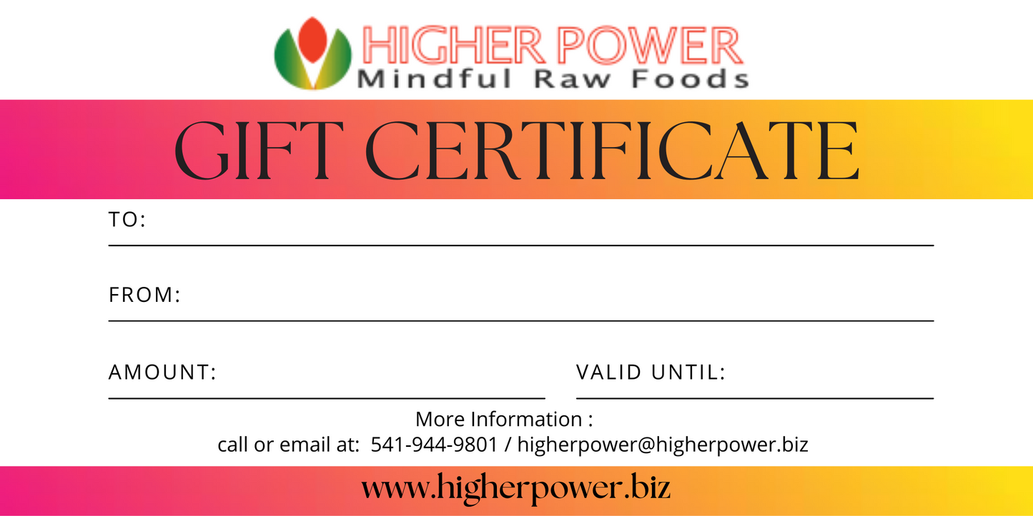 Higher Power Raw Foods Gift Card